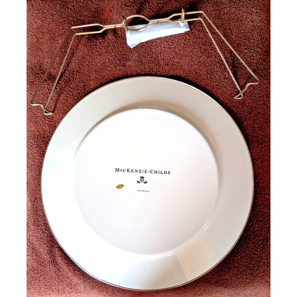 MacKenzie Childs Blue Royal Check Enamel Cake Carrier Retired Collectible - Picture 8 of 8